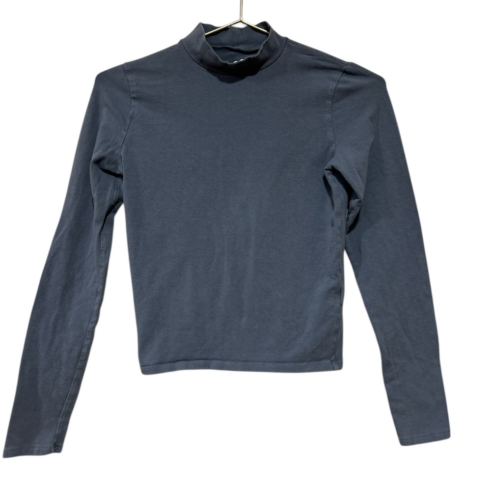 Hollister Long Sleeve Mock Top Blue/Gray  Size Small Crop